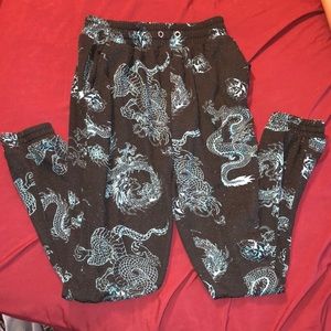 Women’s Black and blue dragon sweatpants